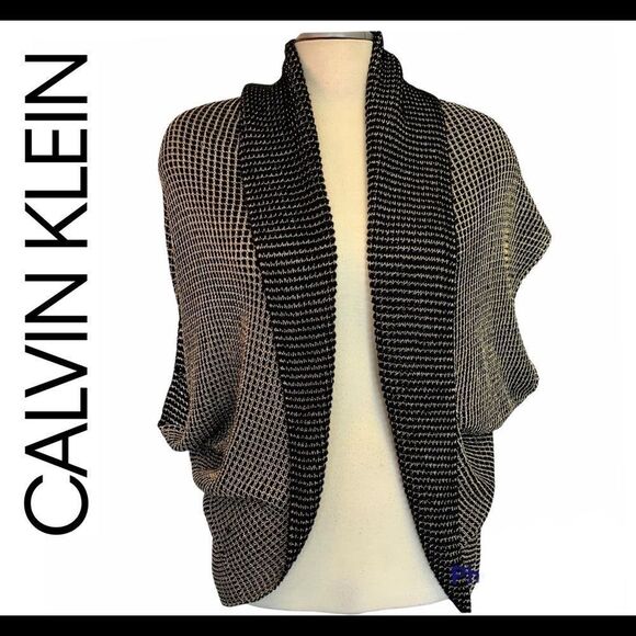 Calvin Klein Gold Black Openfront Cardigan Size M - Picture 1 of 7
